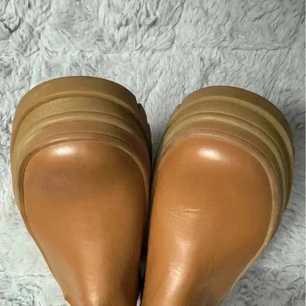 KOIO Verona Leather Chelsea Boots Chunky Sole Minimalist Tan Beige Platform - Picture 11 of 15